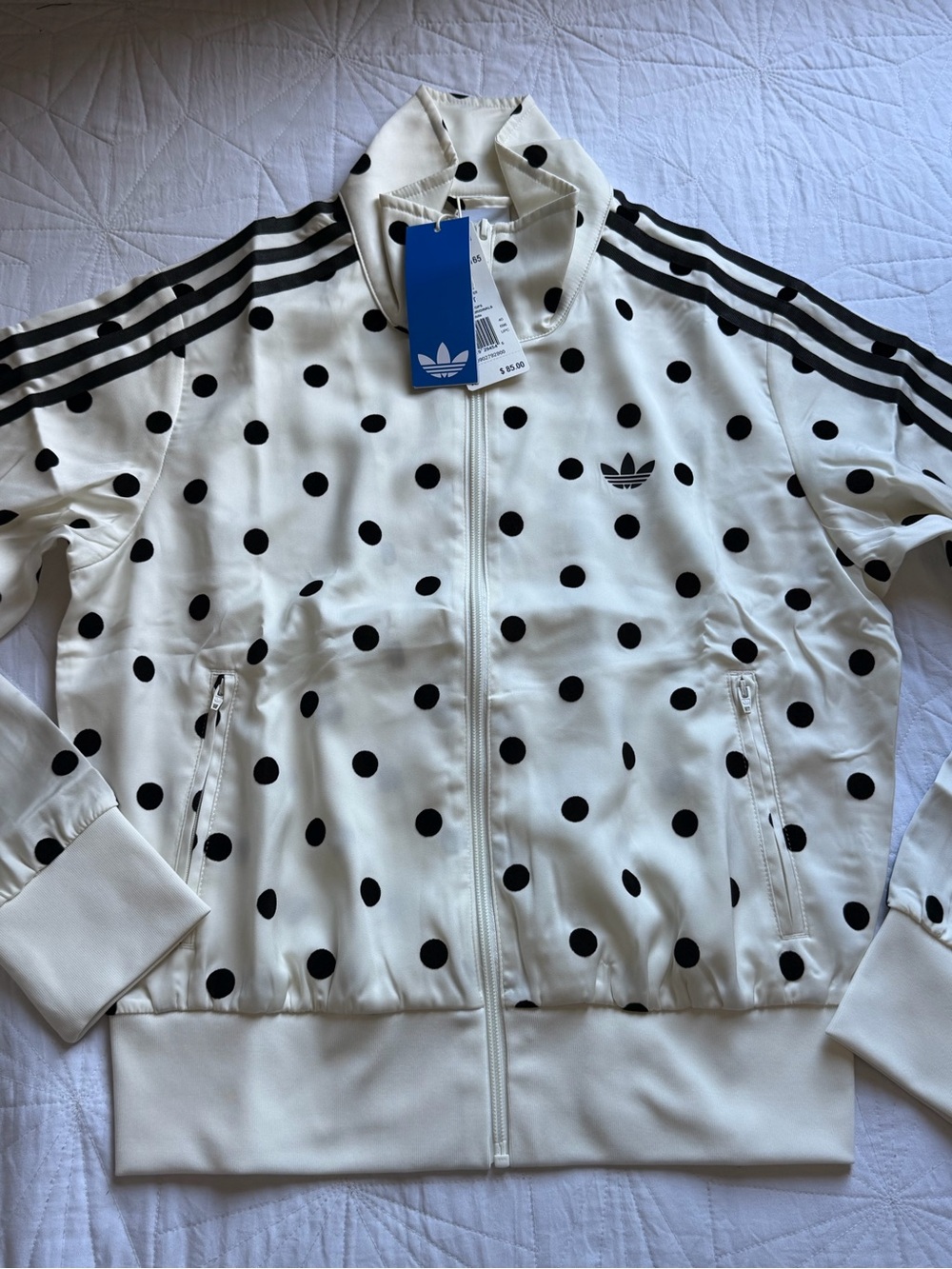 Adidas Originals Women’s White Polka Dot Track Jacket size L new